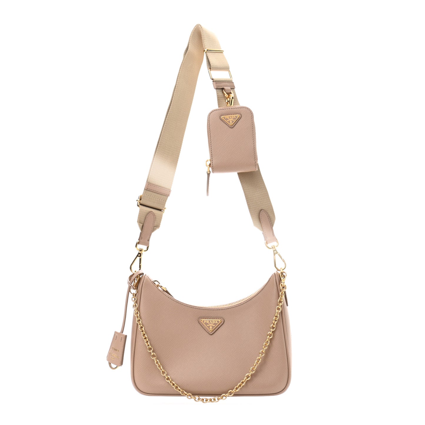 Saffiano Re-Edition 2005 Shoulder Bag Cammeo Beige