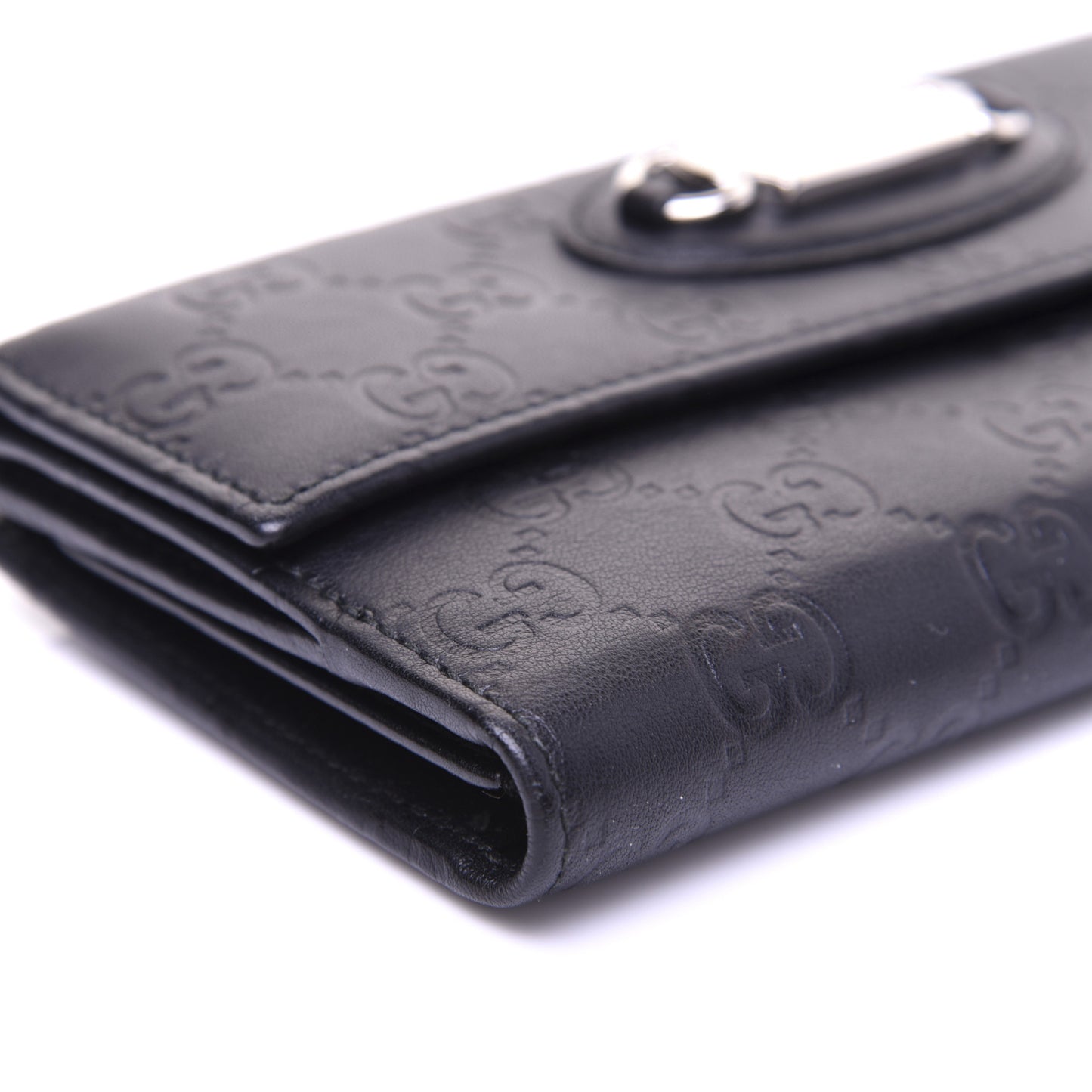 Guccissima Punch Continental Flap Wallet Black