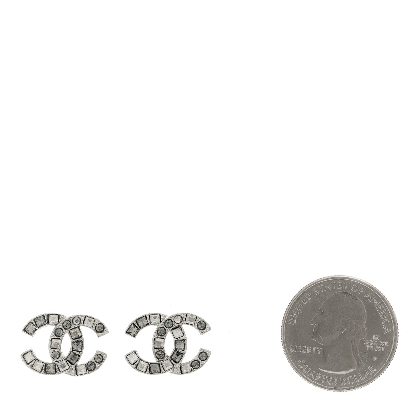 Baguette Crystal CC Earrings Silver