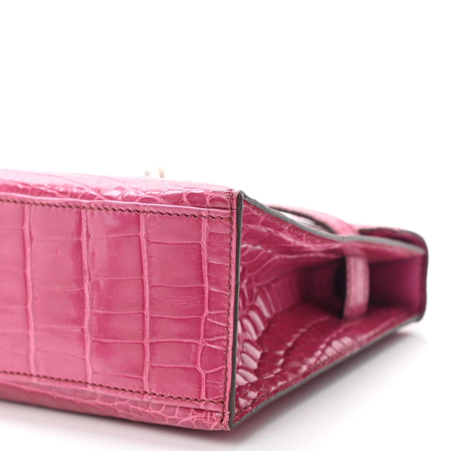 Shiny Alligator Kelly Pochette Fuchsia