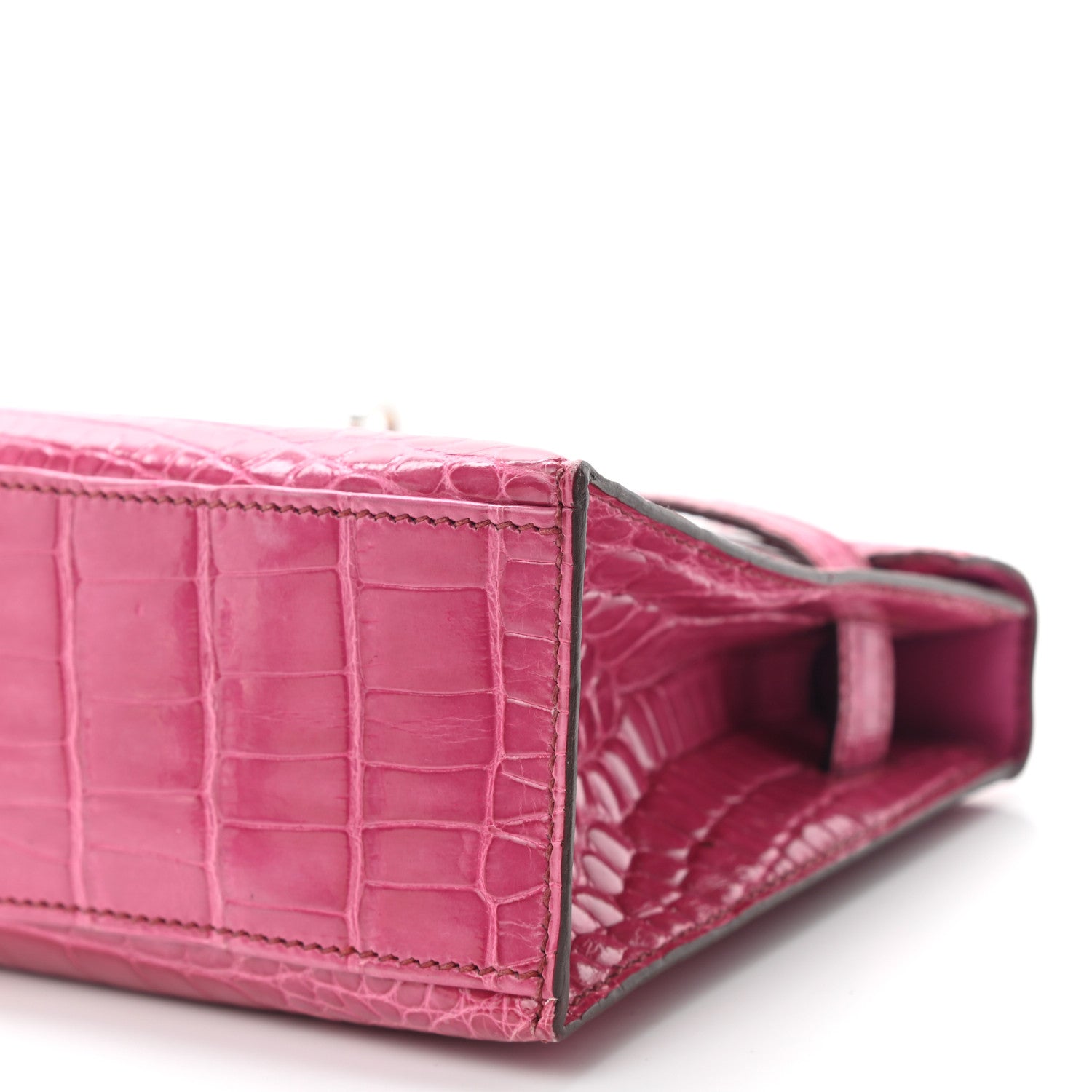 Hermes Shiny Alligator Kelly Pochette Fuchsia 10 of 12