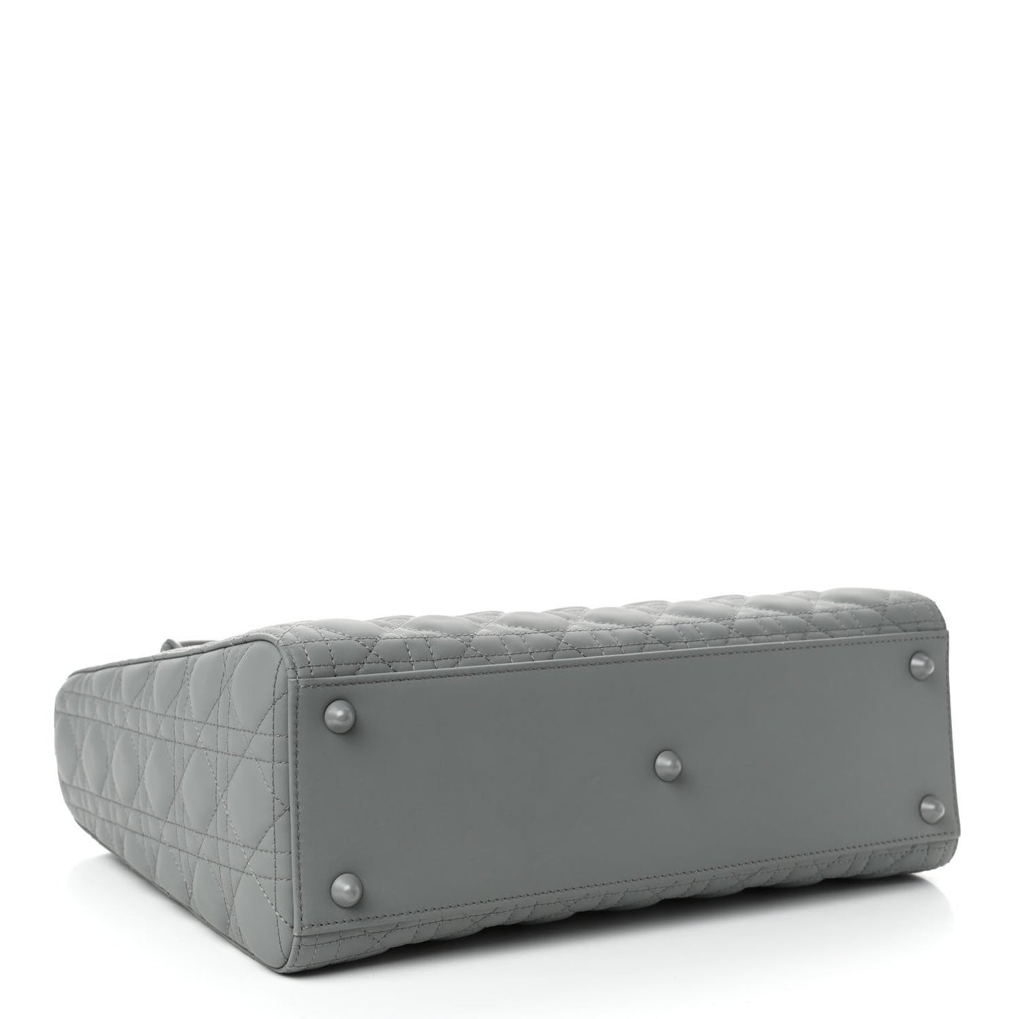 Ultra Matte Calfskin Cannage Large Lady Dior Grey Stone
