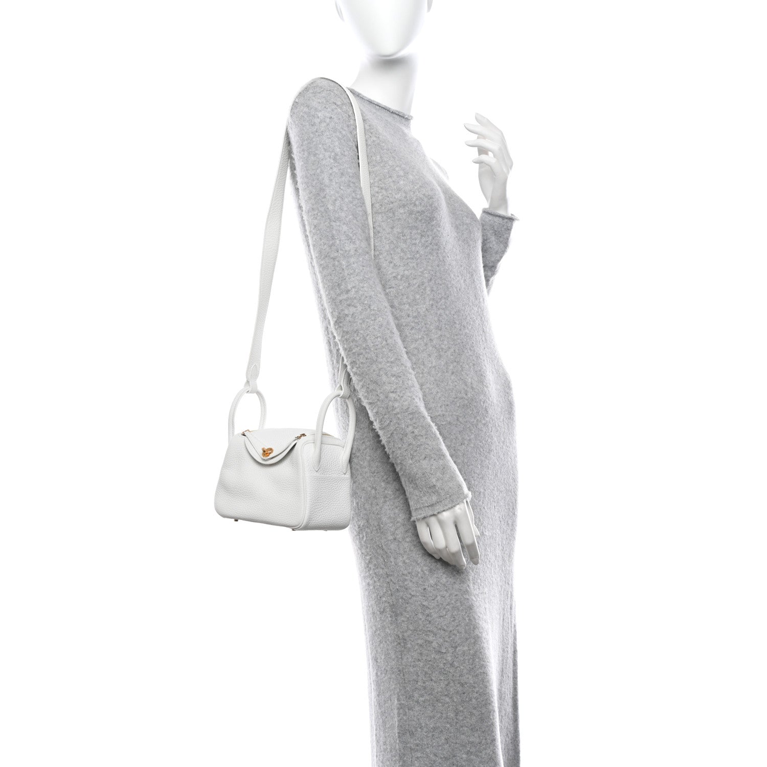 Hermes Taurillon Clemence Mini Lindy 20 New White 2 of 11