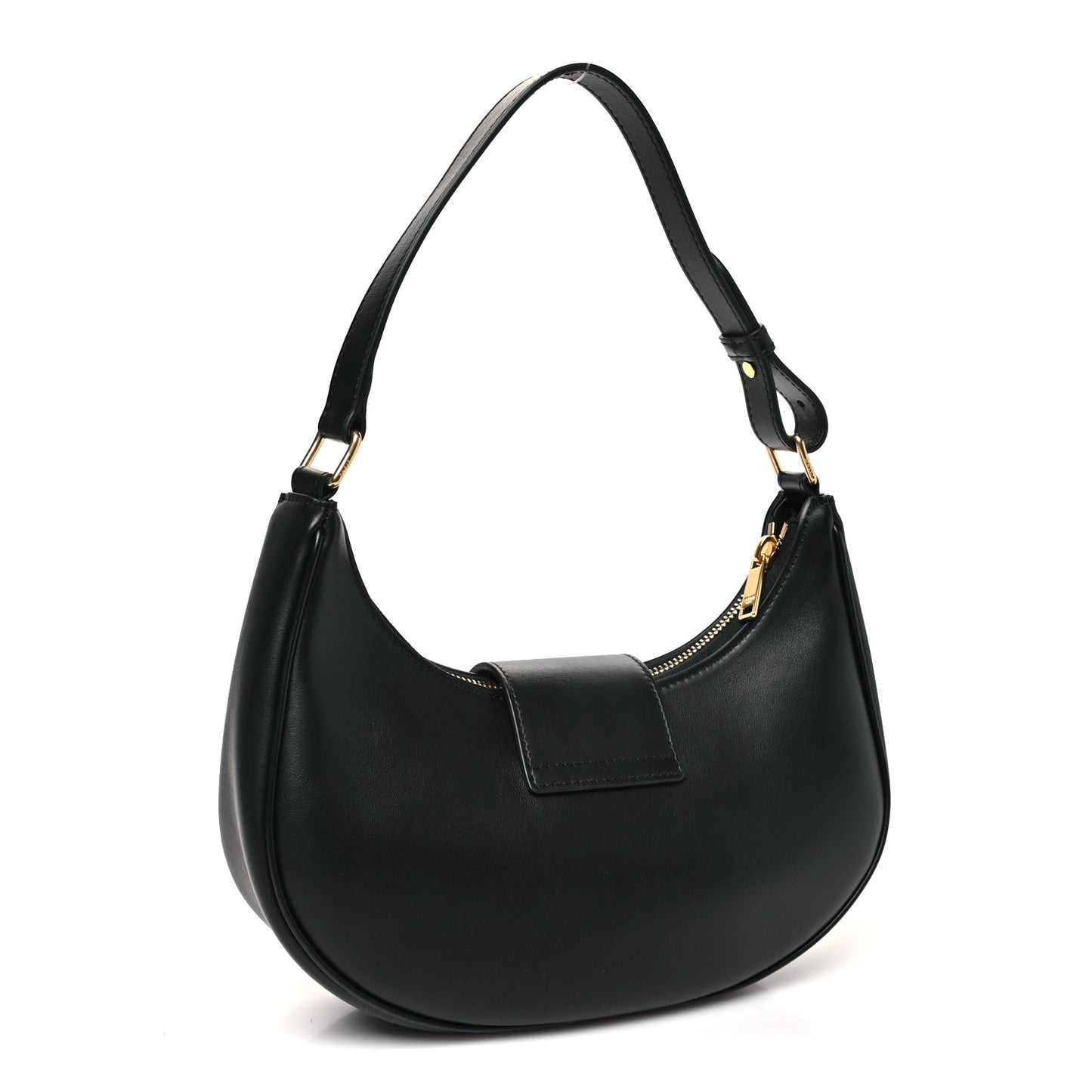 Smooth Calfskin Medium Strap Ava Triomphe Shoulder Bag Black