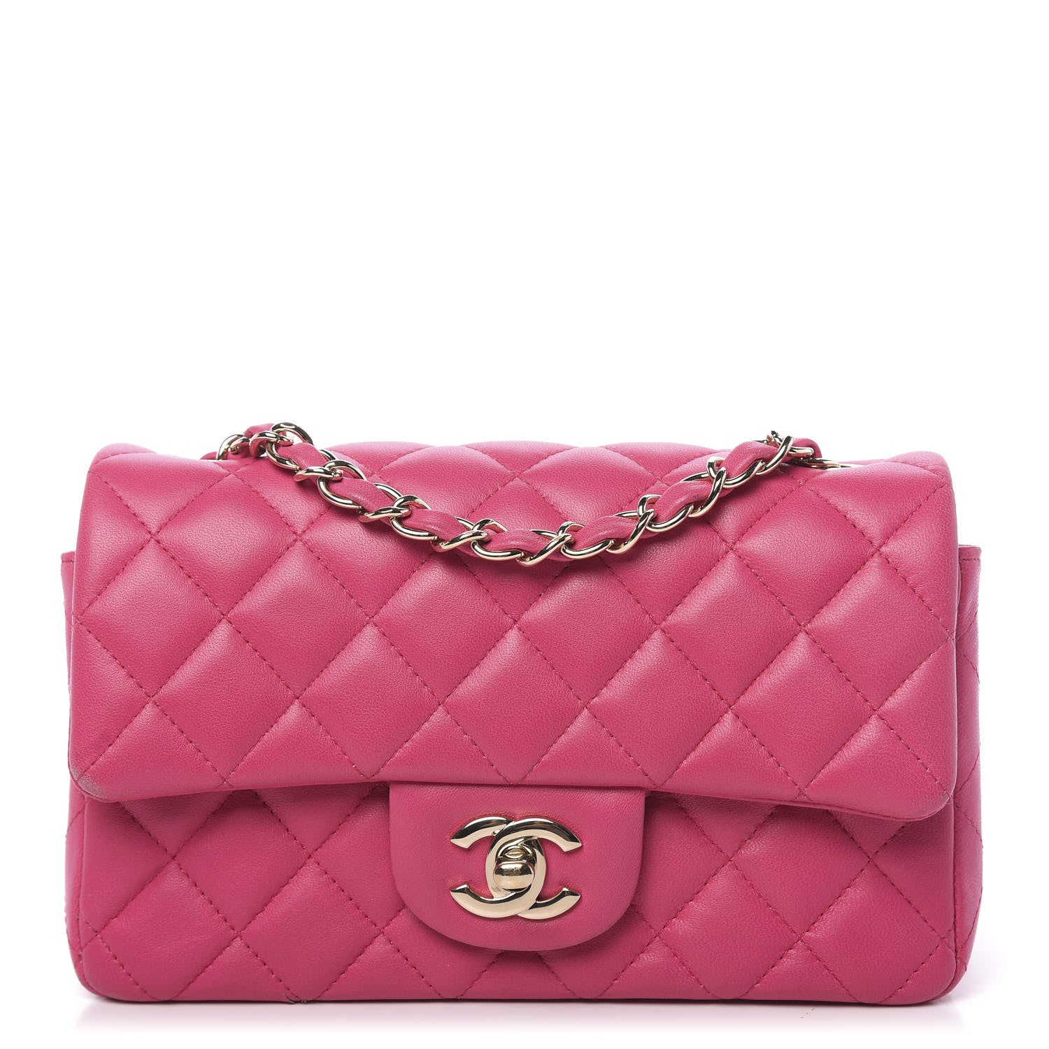 Chanel Lambskin Quilted Mini Rectangular Flap Dark Pink 1 of 19