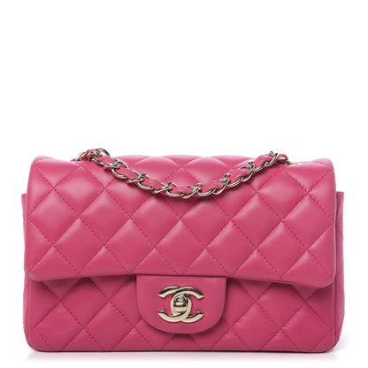 Chanel Lambskin Quilted Mini Rectangular Flap Dark Pink 1 of 19