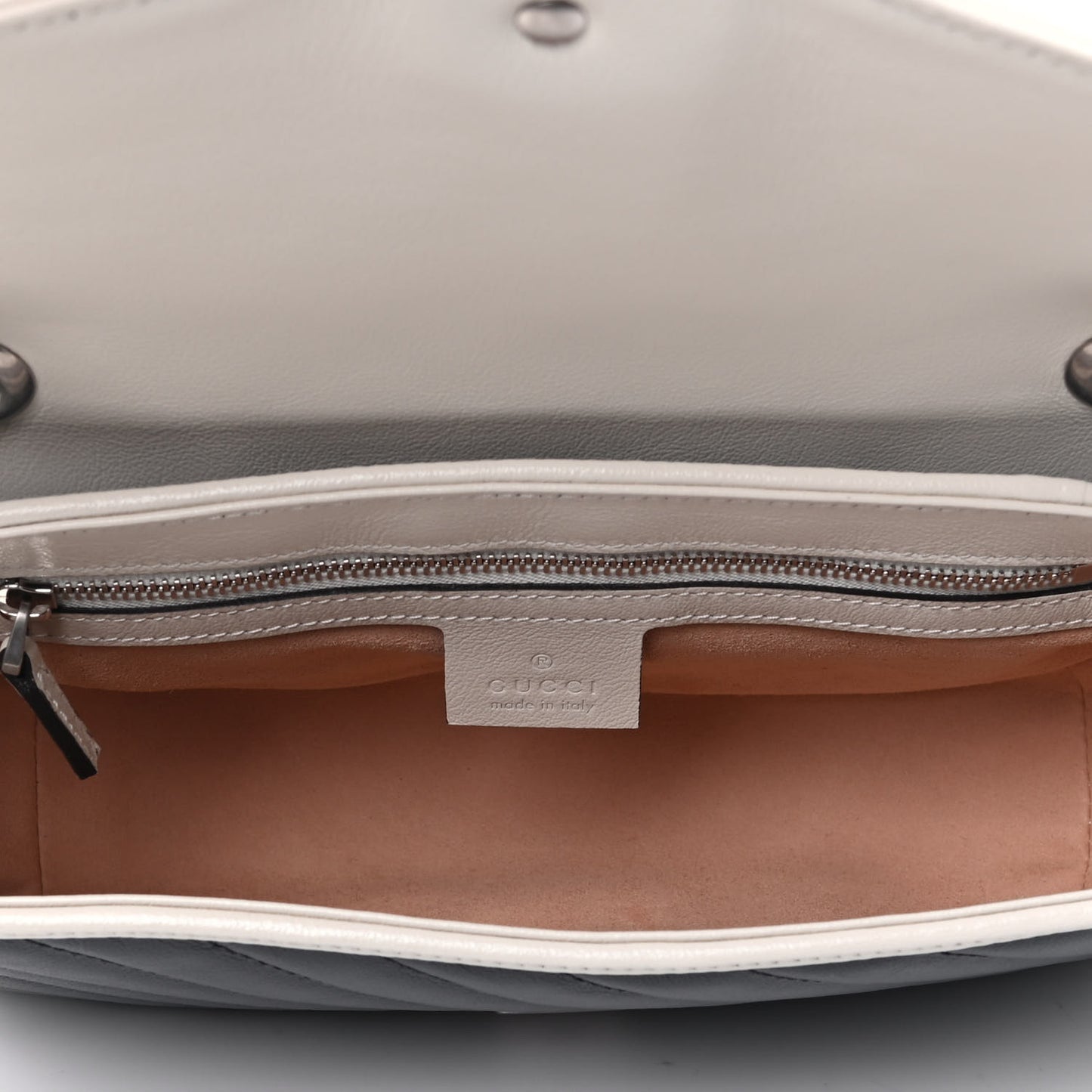 Vintage Effect Calfskin Matelasse Diagonal Small Torchon GG Marmont Shoulder Bag Blue Agata Mystic White