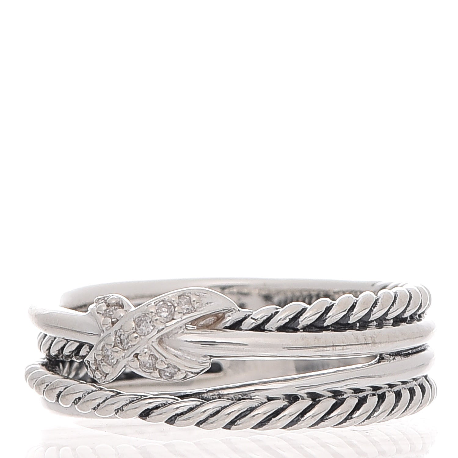 David Yurman Sterling Silver Diamond X Crossover Ring 50 5.5 3 of 6