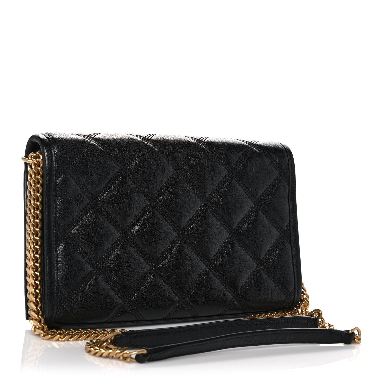 Saint Laurent Lambskin Diamond Quilted Becky Chain Wallet Black 3 of 10