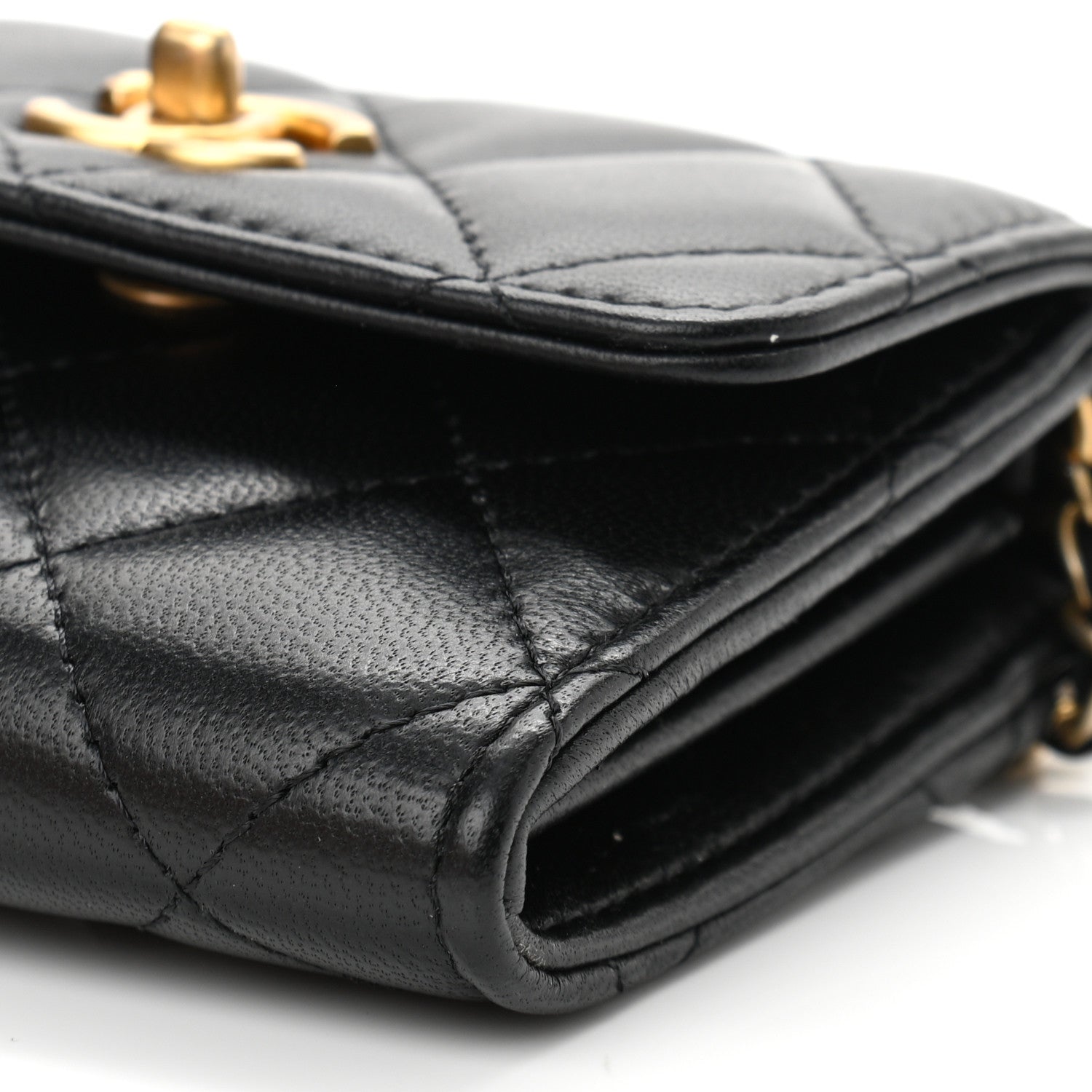 Chanel Lambskin Quilted Pearl Crush Clutch With Chain Black 6 of 11