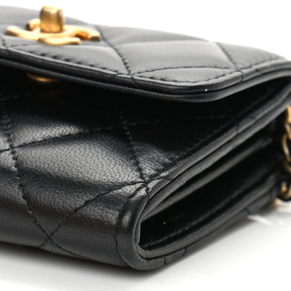 Chanel Lambskin Quilted Pearl Crush Clutch With Chain Black 6 of 11