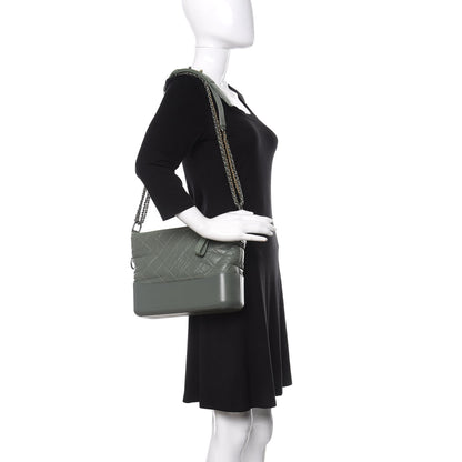 Chanel Aged Calfskin Quilted Medium Gabrielle Hobo Green 2 of 14