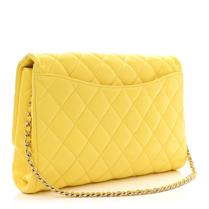 Chanel Lambskin Quilted Clutch with Chain Flap Yellow 3 of 11