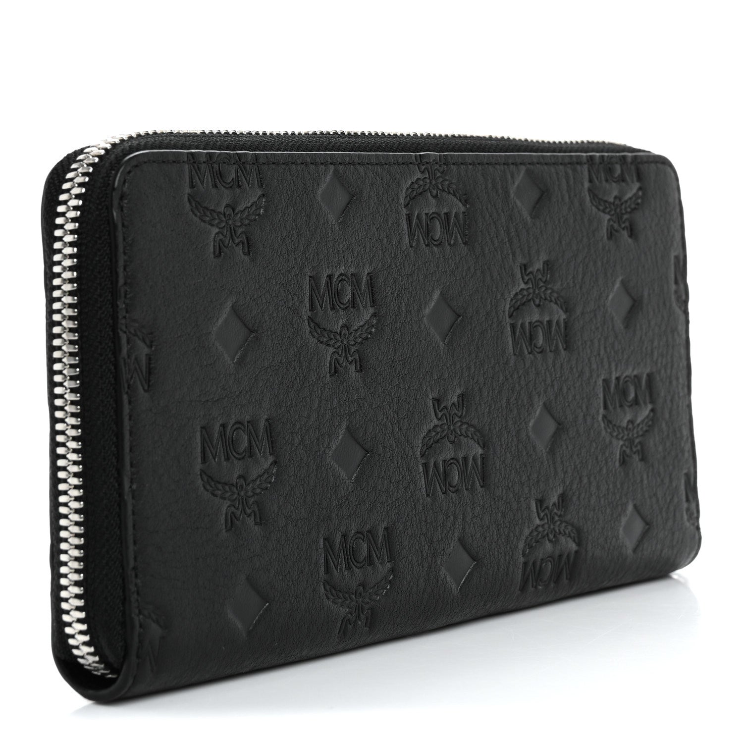 MCM Calfskin Ottomar Monogram Klara Zip Wallet Black 3 of 8