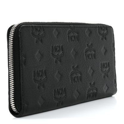 MCM Calfskin Ottomar Monogram Klara Zip Wallet Black 3 of 8