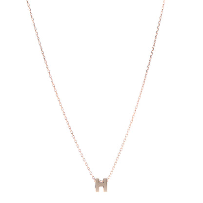 Hermes Lacquered Rose Gold Mini Pop H Pendant Necklace Marron Glace 1 of 6
