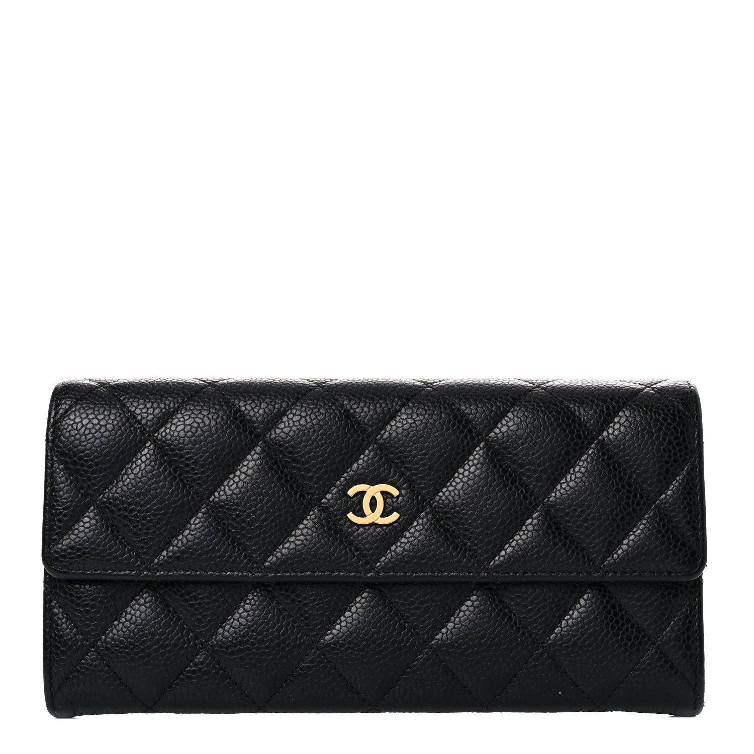 Chanel Caviar Quilted Large Gusset Flap Wallet Black 1 of 15