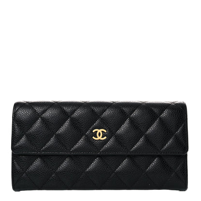 Chanel Caviar Quilted Large Gusset Flap Wallet Black 1 of 15