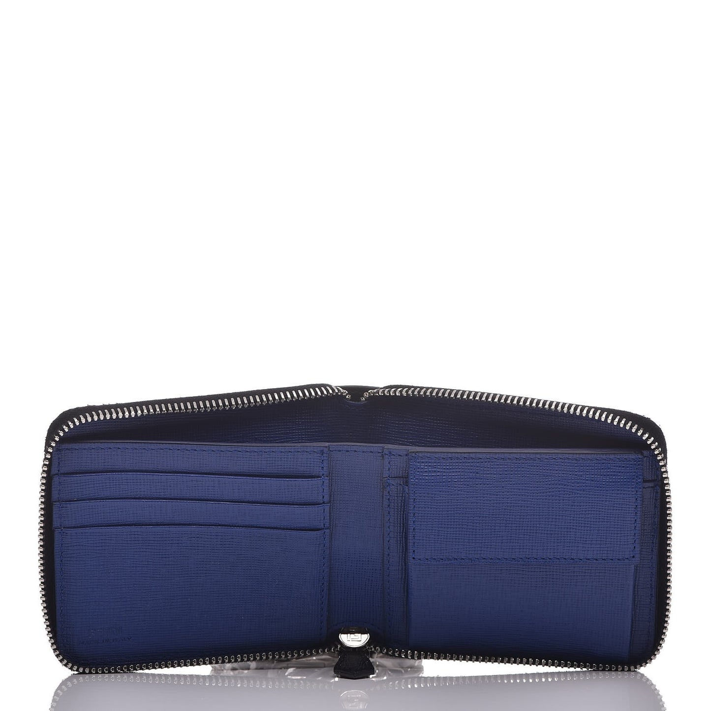 Vitello Elite Flamingo Mink Karlito Studded Zip Around Chain Wallet Black White Plaster