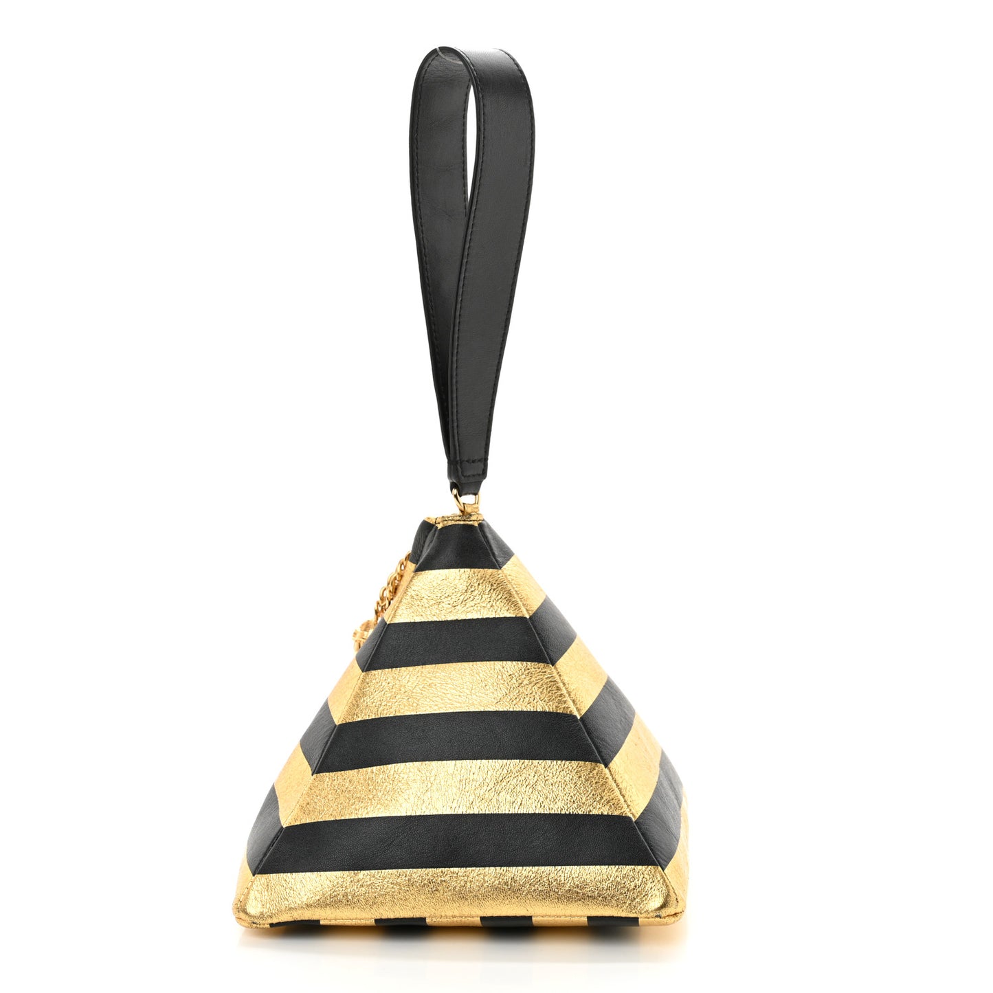 Metallic Lambskin CC Kheops Pyramid Bag Gold Black