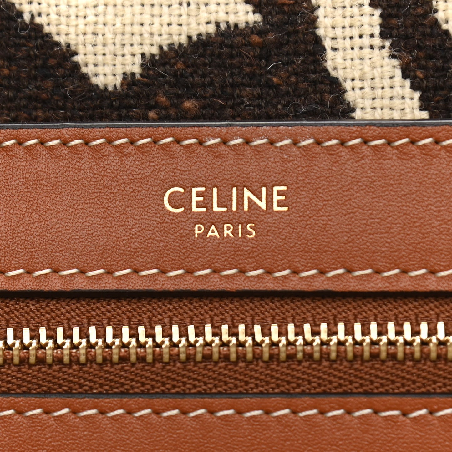 Canvas Zebra Embroidered Large Phantom Cabas Tan