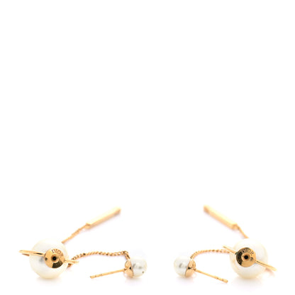 Christian Dior Pearl Tribales Dangle Chain Earrings Gold 3 of 5