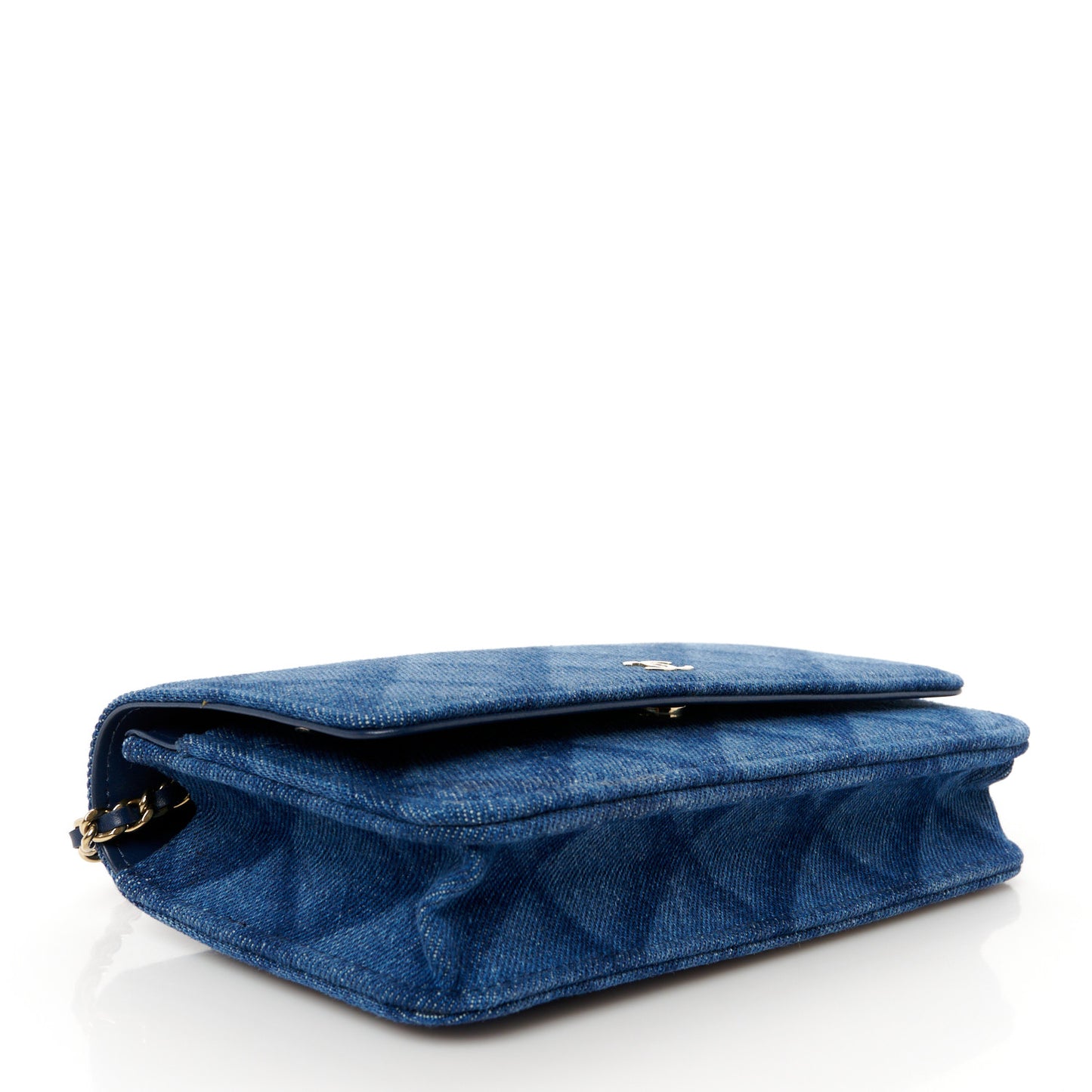 Denim Printed Wallet On Chain WOC Dark Blue