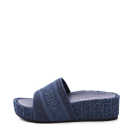 Christian Dior Oblique Denim D-Way Platform Sandal 37 Blue 1 of 9