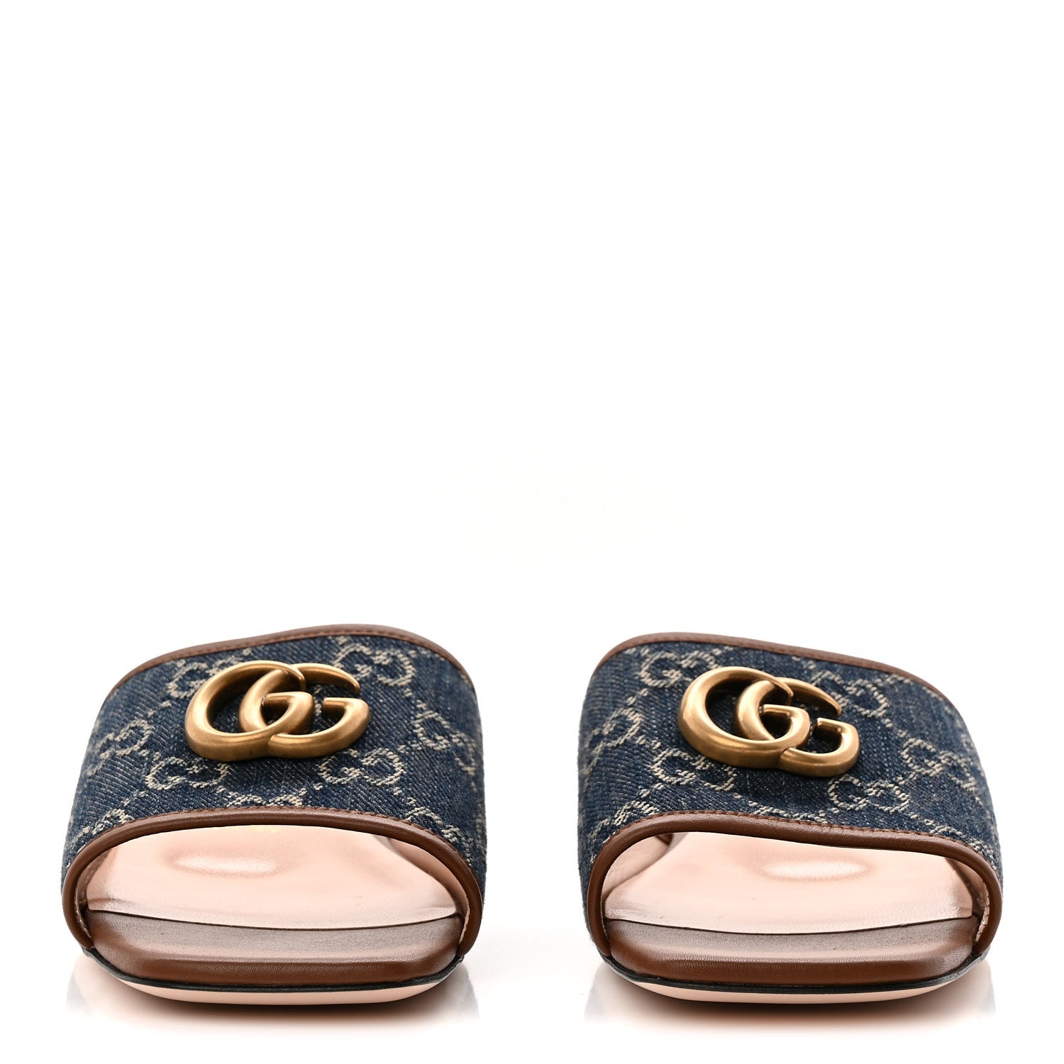 Gucci New Denim GG Monogram Miro Soft Calfskin Jolie Slide Sandals 38.5 Blue Tea Cuir Epilogue 2 of 10