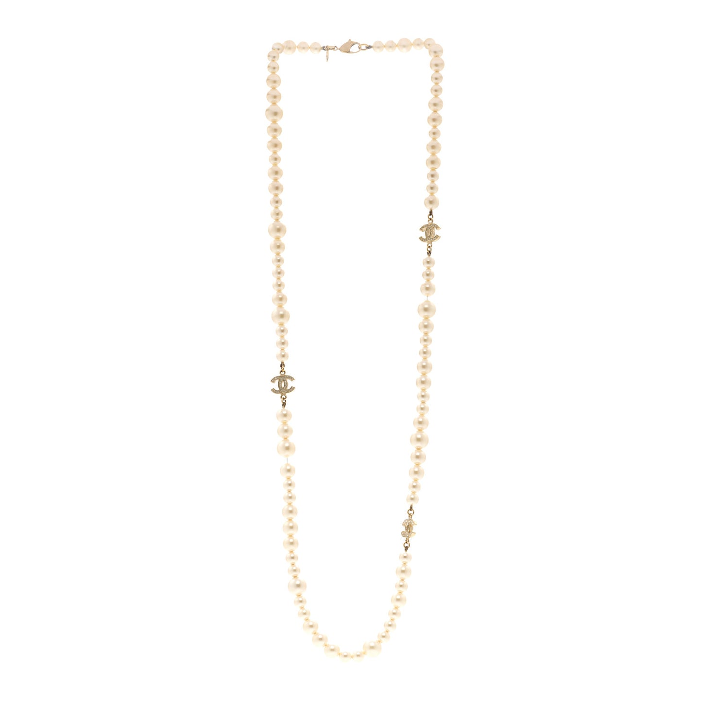 Pearl Multistrand CC Long Necklace Pearly White