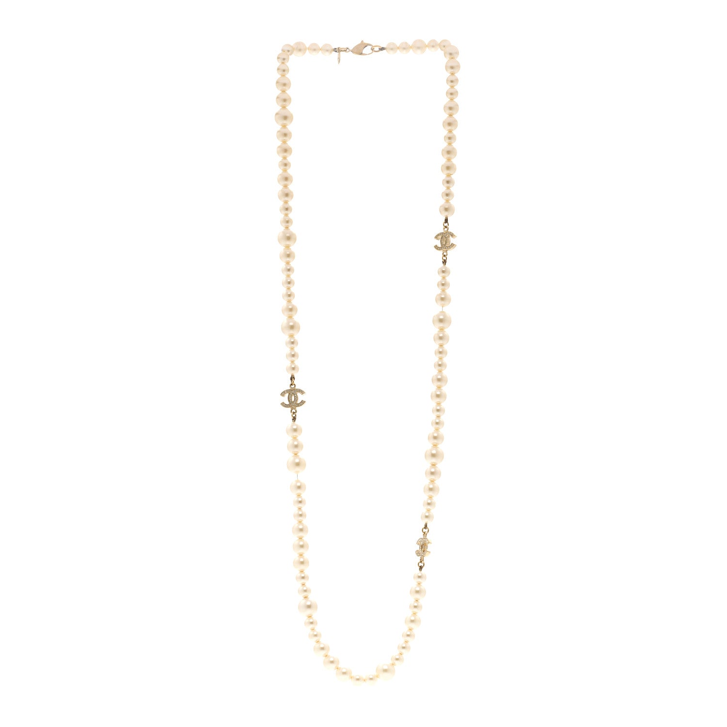 Chanel Pearl Multistrand CC Long Necklace Pearly White 3 of 5