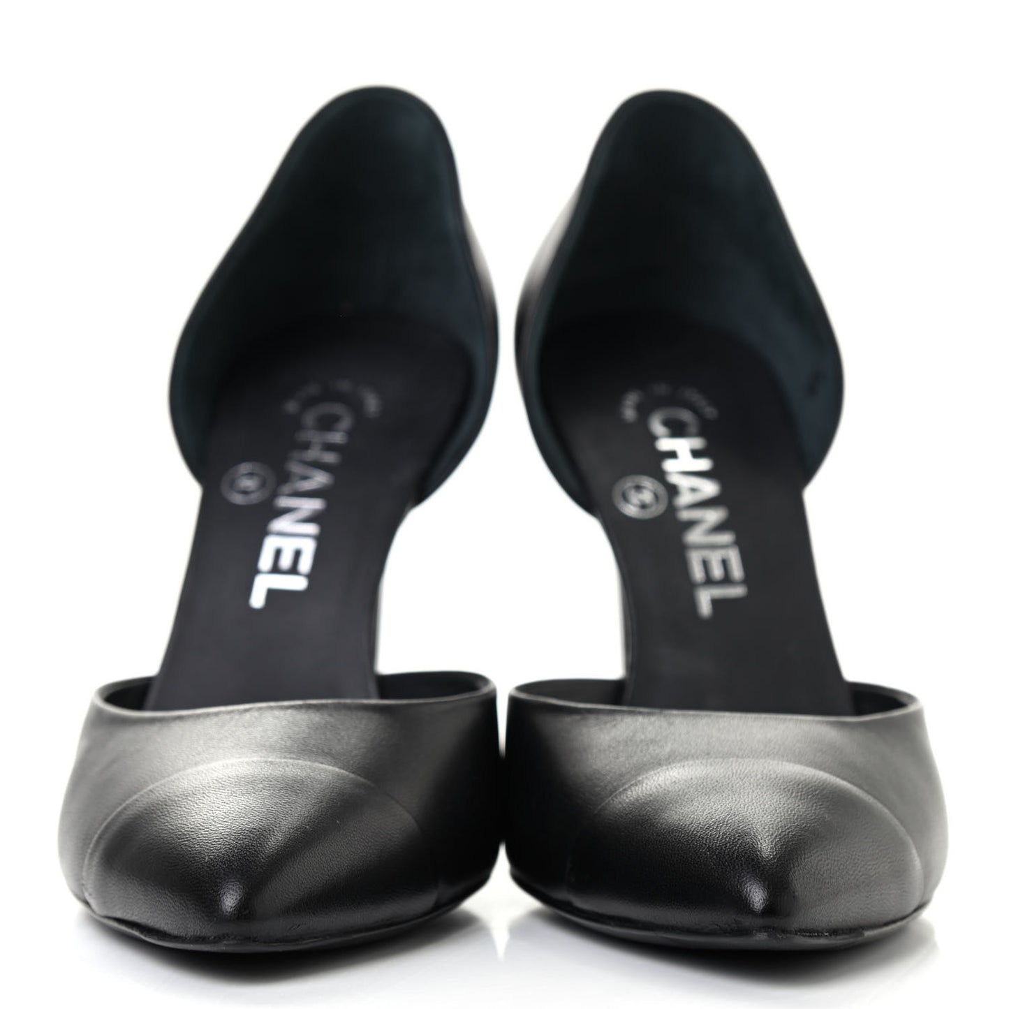 Lambskin Cap Toe d'Orsay Pumps 36.5 Black