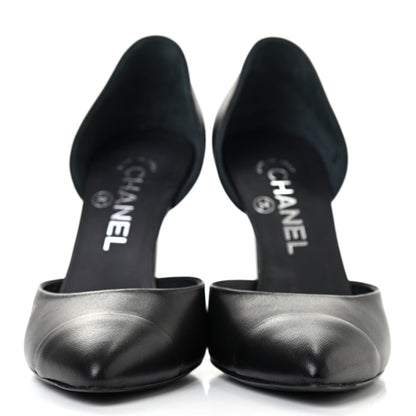 Chanel Lambskin Cap Toe d'Orsay Pumps 36.5 Black 2 of 12