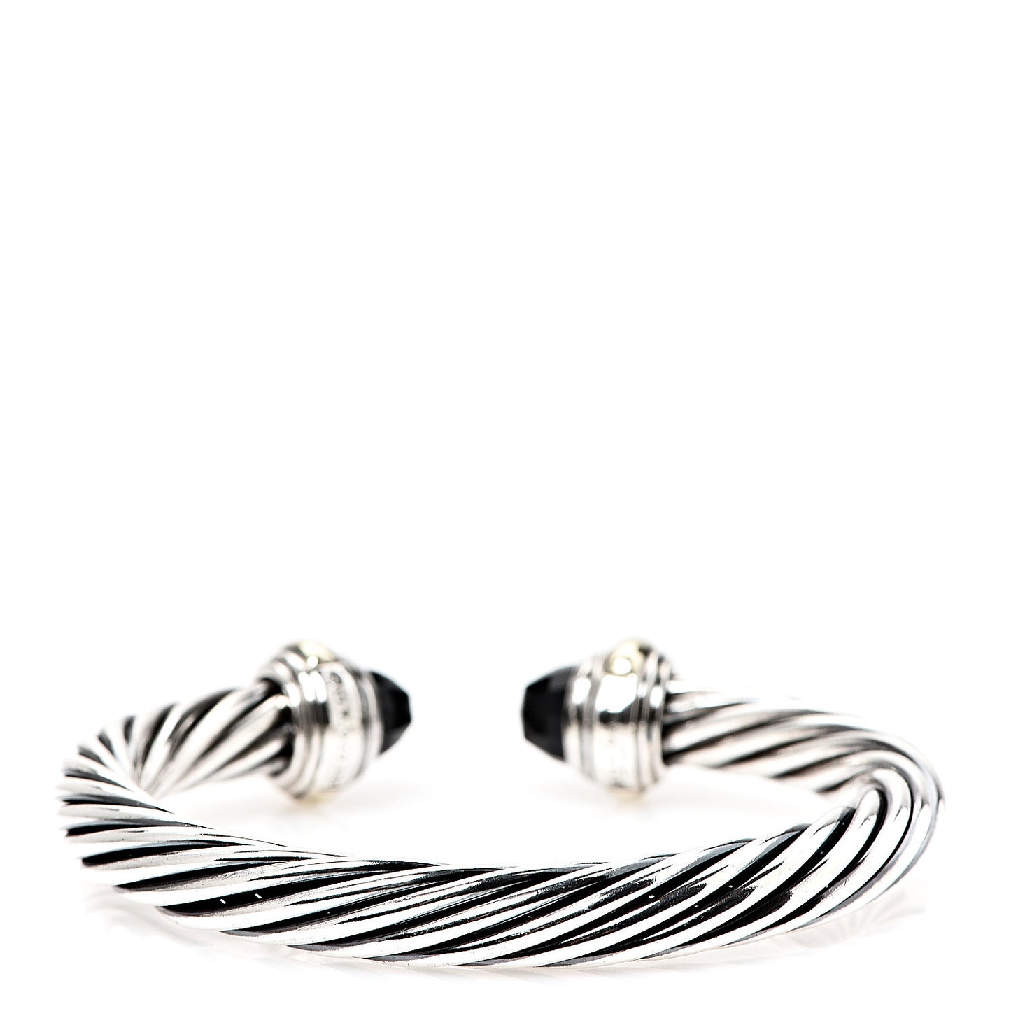 Sterling Silver 14K Yellow Gold Black Onyx 7mm Cable Classics Bracelet