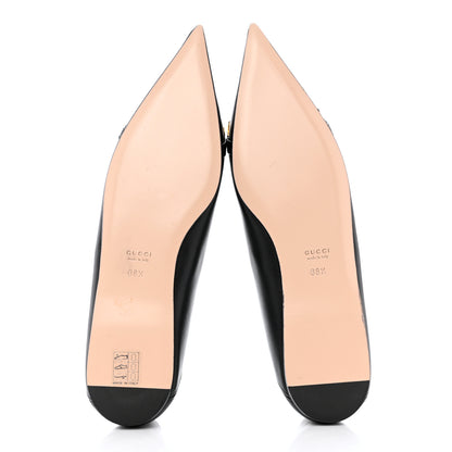 Gucci Nappa Lumiere Deva Horsebit Chain Embellished Flats 38.5 Black 5 of 9