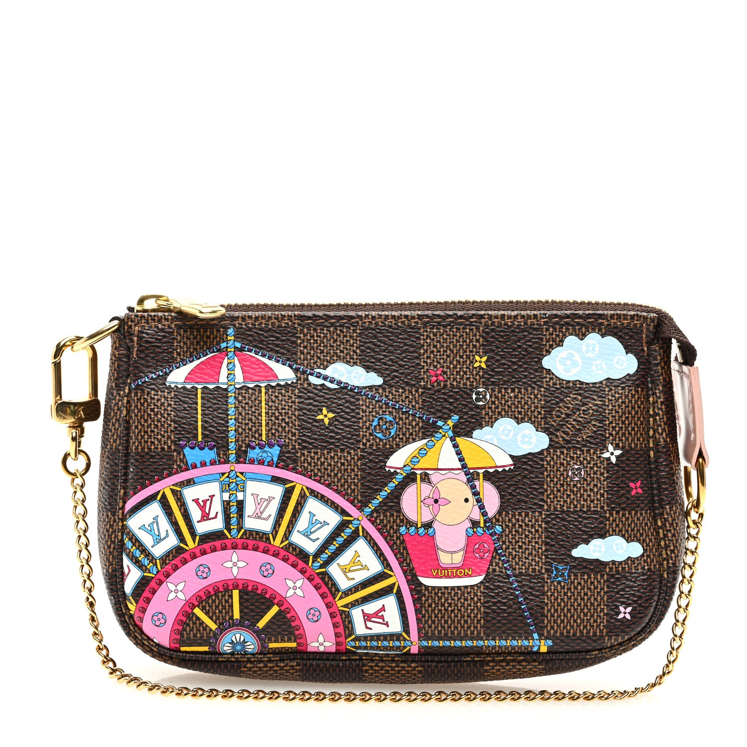 Louis Vuitton Damier Ebene 2020 Christmas Animation Big Wheel Mini Pochette Accessories Rose Ballerine 1 of 10