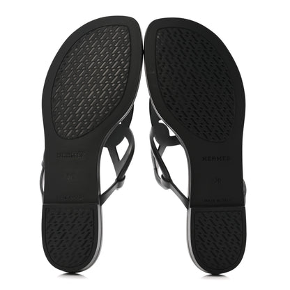 Hermes Rubber Womens Egerie Sandals 36 Black 6 of 12