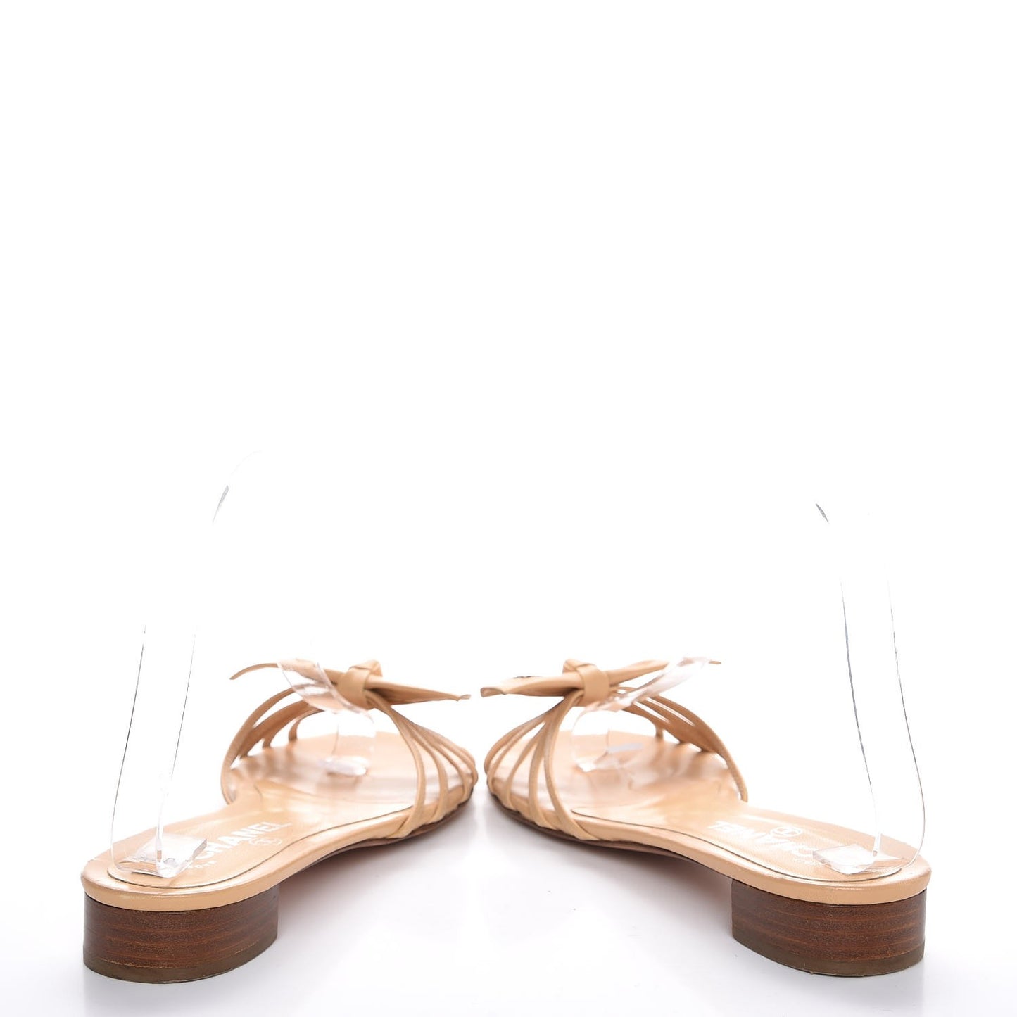 Lambskin CC Bow Sandals 36.5 Beige