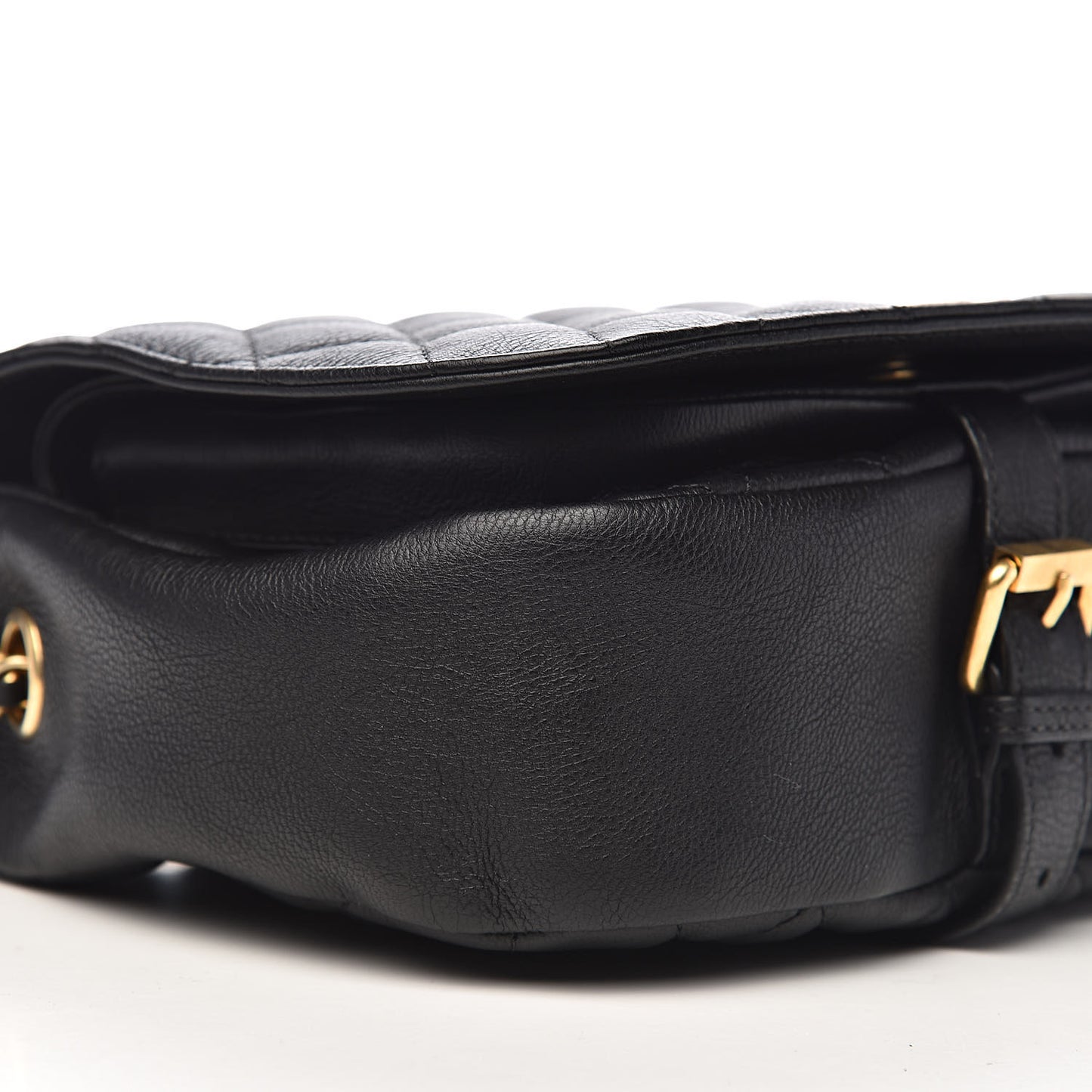 Grained Calfskin Quilted Messenger Flap Black