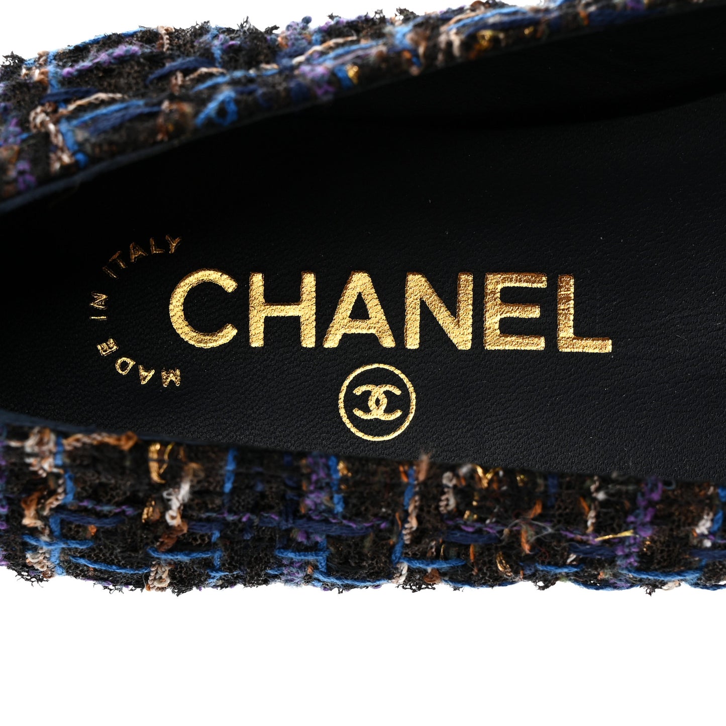 Tweed Cap Toe Ballerina Flats 37 Blue Black