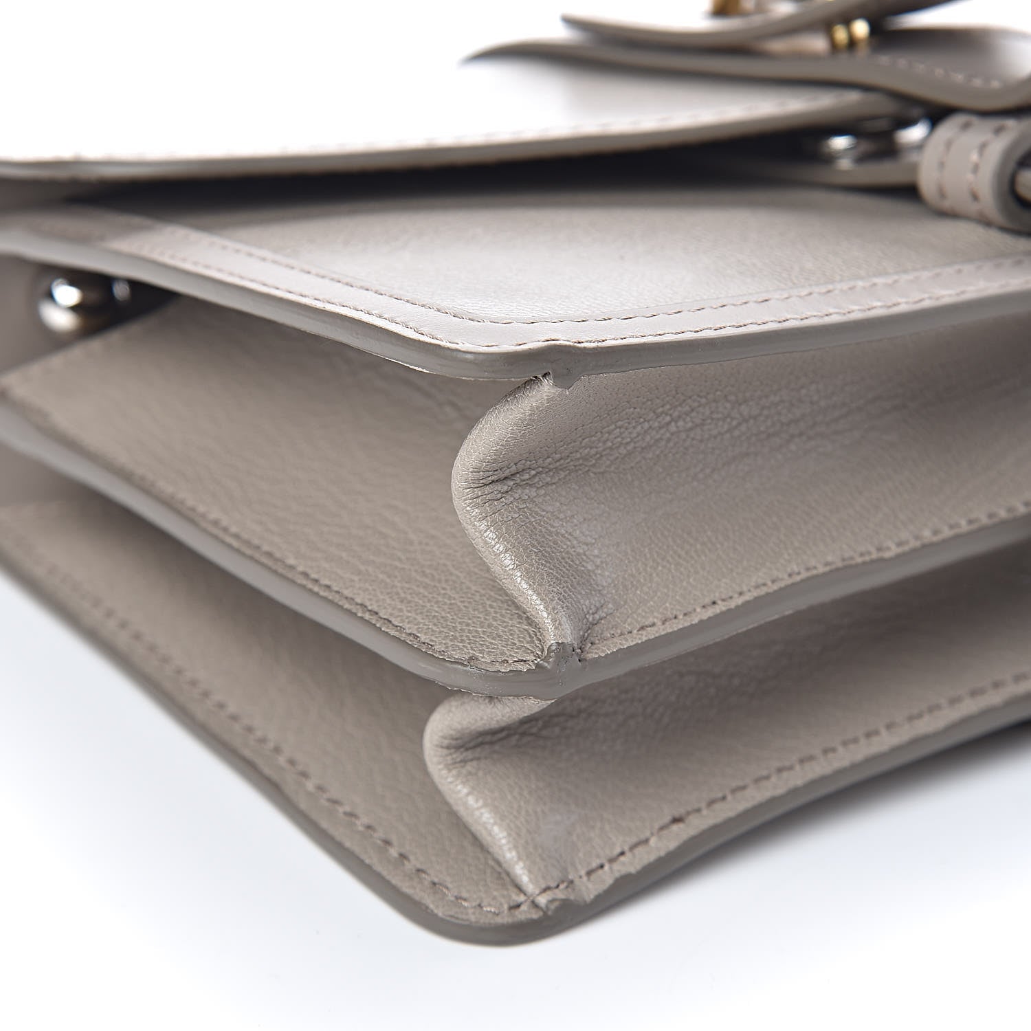 Chloe Shiny Goatskin Calfskin Aby Chain Shoulder Bag Motty Grey 7 of 10