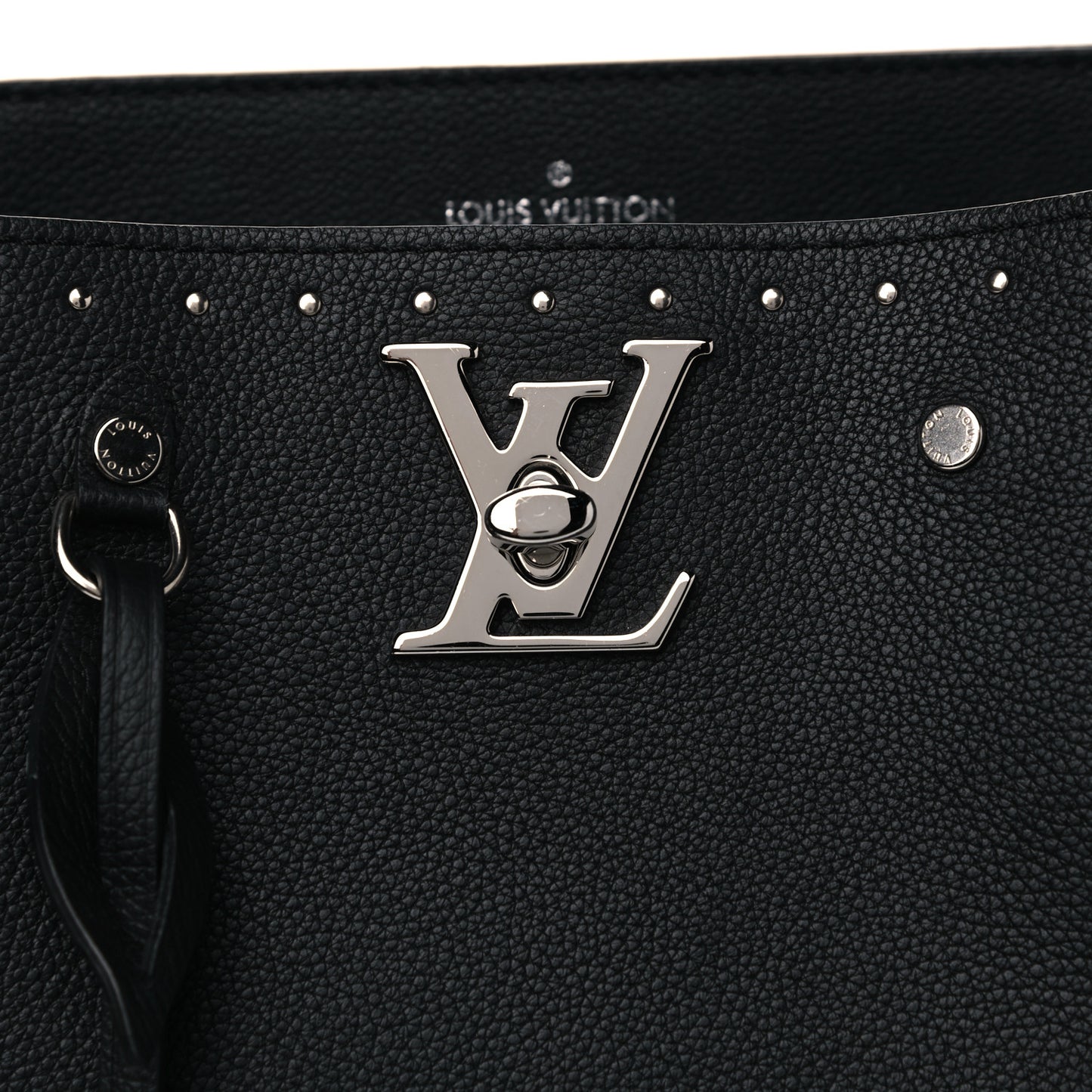 Soft Calfskin Lockme Studs Bucket Black