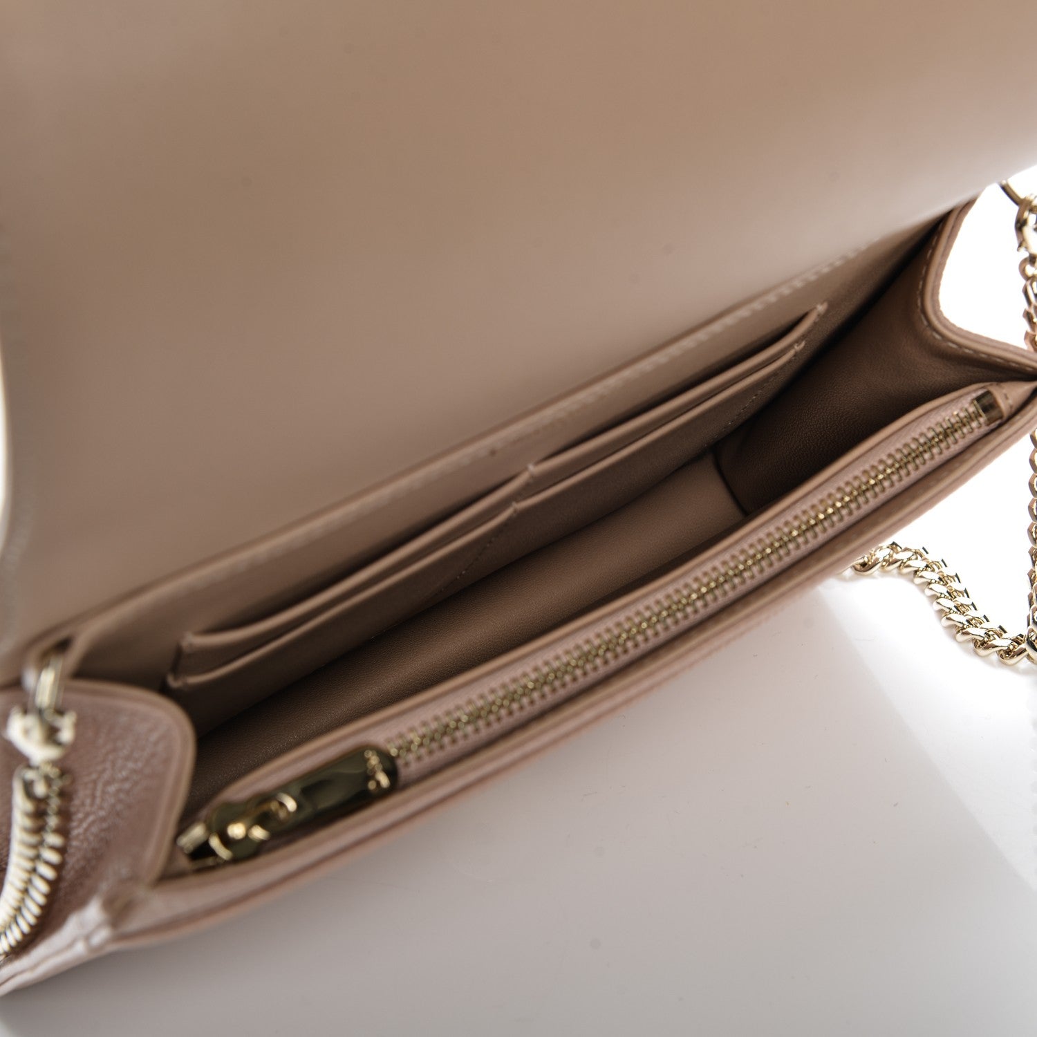 Christian Dior Grained Calfskin Diorama Wallet on Chain Pouch Nude 5 of 8
