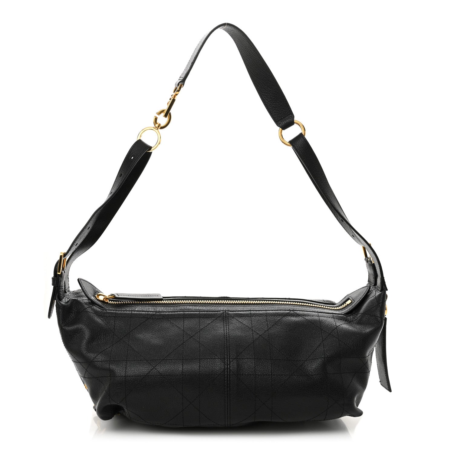 Christian Dior Shiny Grained Calfskin Macrocannage Medium D-Journey Bag Black 1 of 10
