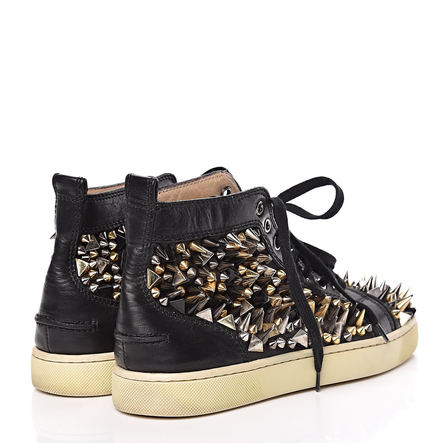 Christian Louboutin Calfskin Mens Louis Pik Pik Spikes Flat Sneakers 39 Black 4 of 17