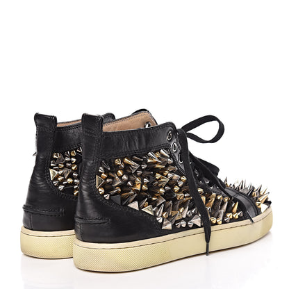 Christian Louboutin Calfskin Mens Louis Pik Pik Spikes Flat Sneakers 39 Black 4 of 17