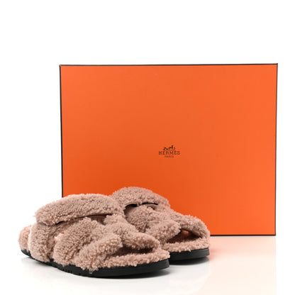 Hermes Woolskin Womens Chypre Sandals 39 Bois De Santal 8 of 8