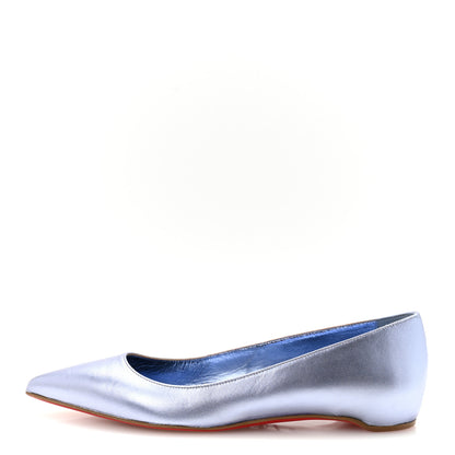Christian Louboutin Metallic Nappa Anjalina Flats Flats 37.5 Blue 1 of 8
