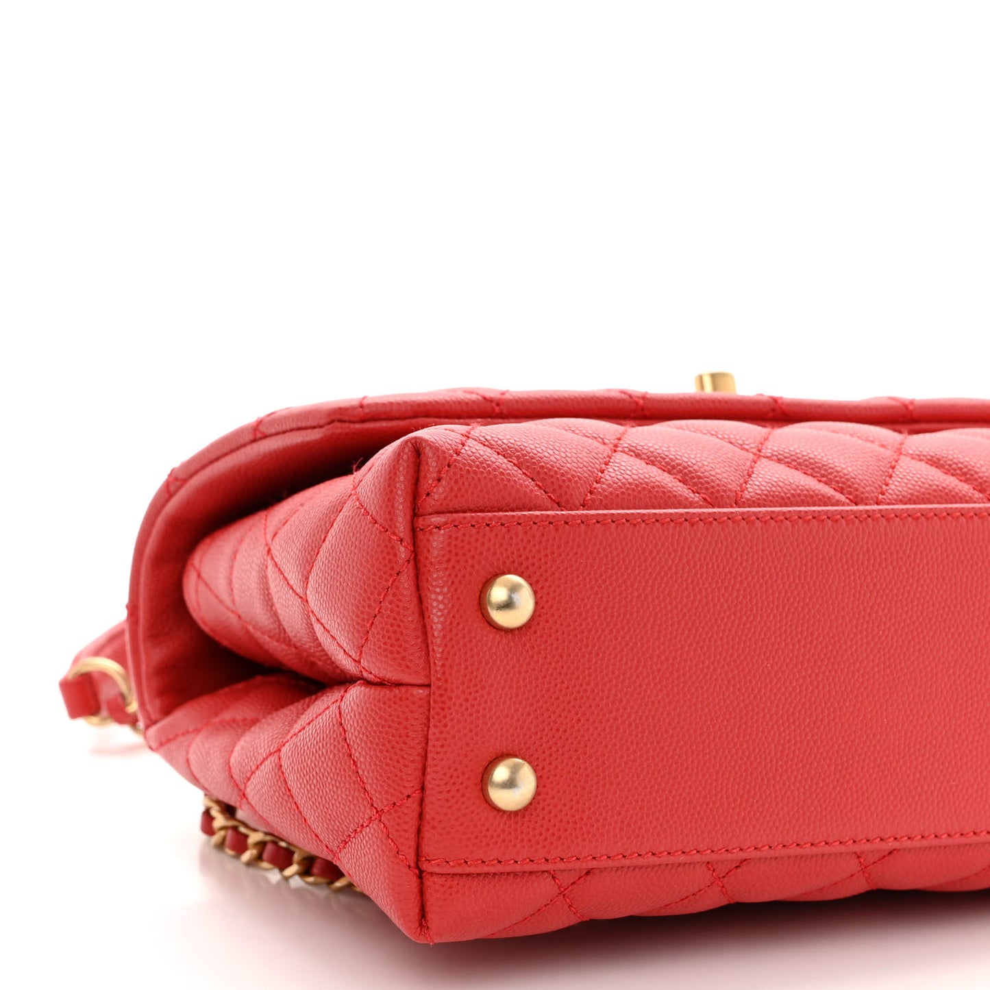 Caviar Quilted Mini Coco Handle Flap Red