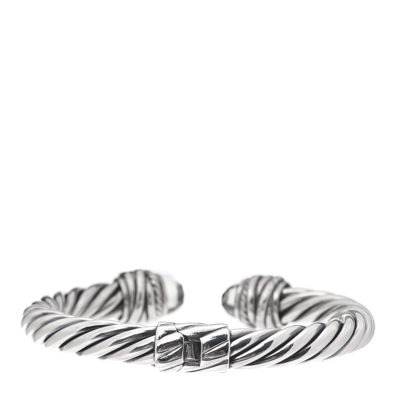 David Yurman Sterling Silver Diamond Prasiolite 8.5mm Crossover Hinge Bracelet 3 of 4
